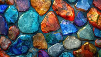 AI generated Abstract wallpaper featuring vibrant colored stones photo