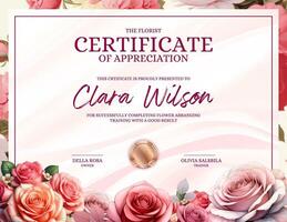 Modern Pink Floral Certificate template