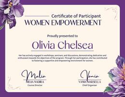 Certificate of Participant Women Empowerment template