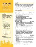 Contractor Site Supervisor Resume Template