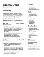 Finance Advisor Resume Template