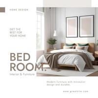 Beige Minimalist Bedroom Interior Linkedin Post template