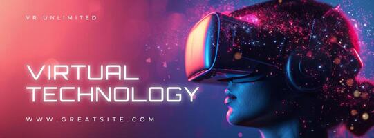 Purple Pink Modern Virtual Technology Facebook Cover template