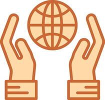 Globe Hand Vector Icon