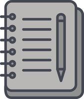 icono de vector de cuaderno y pluma