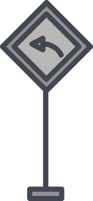 Left Turn Ahead Vector Icon