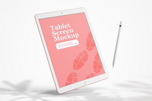 modern 12.9 inch screen display tablet mobile device with pencil realistic mockup template psd