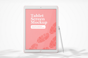 modern 12.9 inch screen display tablet mobile device with pencil realistic mockup template psd