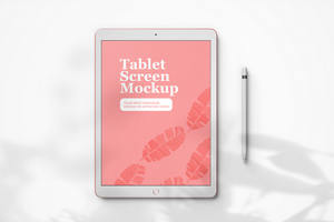 modern 12.9 inch screen display tablet mobile device with pencil realistic mockup template psd