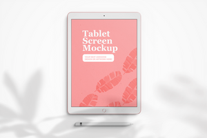 modern 12.9 inch screen display tablet mobile device with pencil realistic mockup template psd