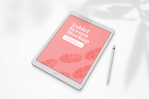 modern 12.9 inch screen display tablet mobile device with pencil realistic mockup template psd