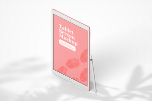 modern 12.9 inch screen display tablet mobile device with pencil realistic mockup template psd