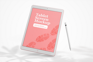 modern 12.9 inch screen display tablet mobile device with pencil realistic mockup template psd