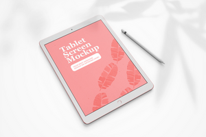 modern 12.9 inch screen display tablet mobile device with pencil realistic mockup template psd