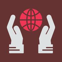 Globe Hand Vector Icon