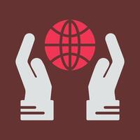 Globe Hand Vector Icon