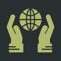 Globe Hand Vector Icon