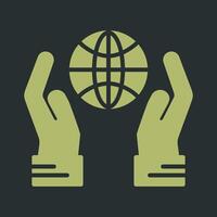 Globe Hand Vector Icon