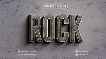 Metall Kante Felsen Text bewirken auf Beton Hintergrund psd