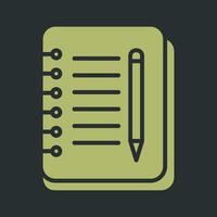 icono de vector de cuaderno y pluma