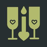 Two Glasses Romantic Vector Icon