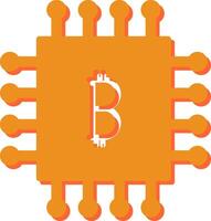 icono de vector de chip bitcoin