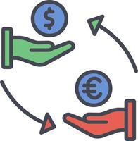 icono de vector de dólar a euro