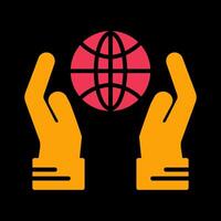 Globe Hand Vector Icon