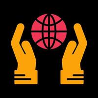 Globe Hand Vector Icon