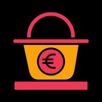 icono de vector de cesta de euro