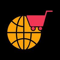 icono de vector de compras del mundo