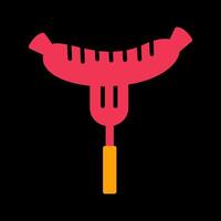 Sausage on Fork Vector Icon