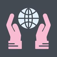 Globe Hand Vector Icon