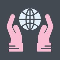 Globe Hand Vector Icon