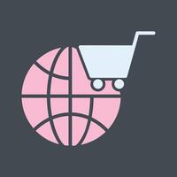 icono de vector de compras del mundo