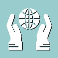 Globe Hand Vector Icon