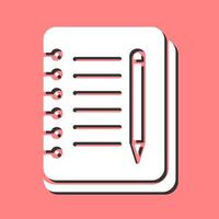 icono de vector de cuaderno y pluma