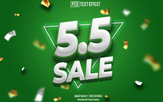 5 5 sale text effect, font editable, typography, 3d text psd