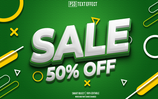 sale 50 off text effect, font editable, typography, 3d text psd