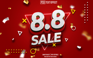 8 8 sale text effect, font editable, typography, 3d text psd