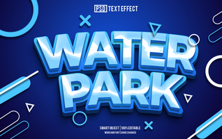 water park tekst effect, doopvont bewerkbaar, typografie, 3d tekst psd