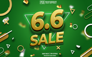 6 6 sale text effect, font editable, typography, 3d text psd