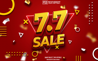 7 7 sale text effect, font editable, typography, 3d text psd