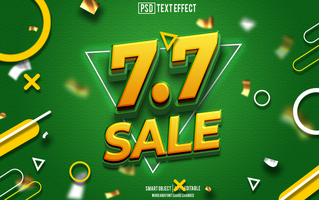 7 7 sale text effect, font editable, typography, 3d text psd
