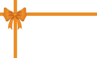 Orange bow and ribbon shiny realistic with shadow for decorate your gift, greeting card ,vector isolated on white background vector