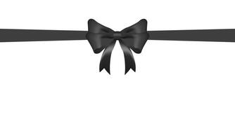 Black bow realistic shiny satin and ribbon horizontal line with shadow vector EPS10 for decorate your greeting card,website or gift card, isolated on white background.