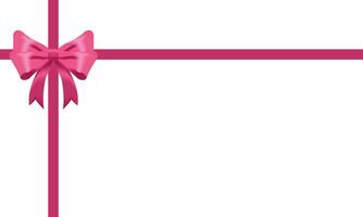 rosado arco realista brillante satín y cinta horizontal y vertical línea con sombra para utilizar a Decorar tu San Valentín regalo, vector eps10 aislado en blanco antecedentes.