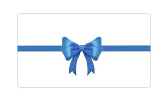 Blue bow and horizontal ribbon realistic shiny satin with shadow for decorate your gift card or website vector EPS10 isolated on white background