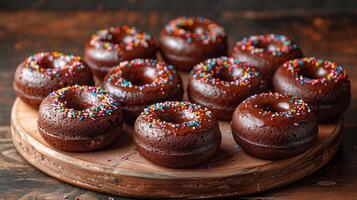 AI generated Chocolate Glaze Donut Background photo