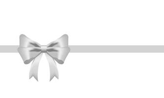 White Ribbon Bow Realistic shiny satin with shadow Long horizontal ribbon for decorate your wedding invitation card ,greeting card or gift boxes vector EPS10 isolated on transparent background